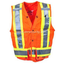 High Visibility Orange Pocketed Surveyors' Safety Vest